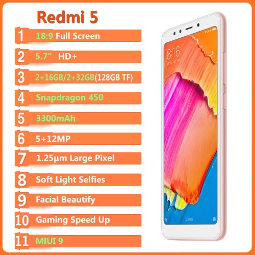 

【Global Version】 Xiaomi Redmi 5 Smartphone 3GB + 32GB