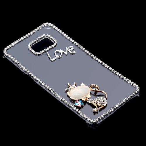 Lussuoso Carino 3D Scintillio Cristallo Fatto a Mano Diamante Brillante PC Custodia Dura Chiara e Trasparente per Samsung Galaxy S6 Edge Plus 5.7