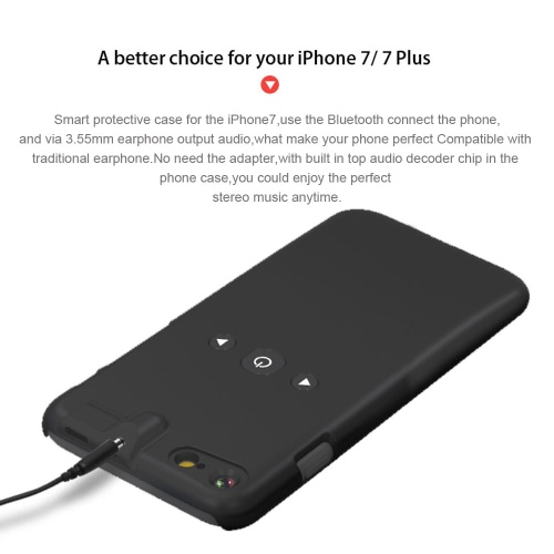 

3 in 1 Smart Phone Case Bluetooth Player 3.5mm Earphone Jack Aux Audio Converter Protective ABS Case Music Control for iPhone 7