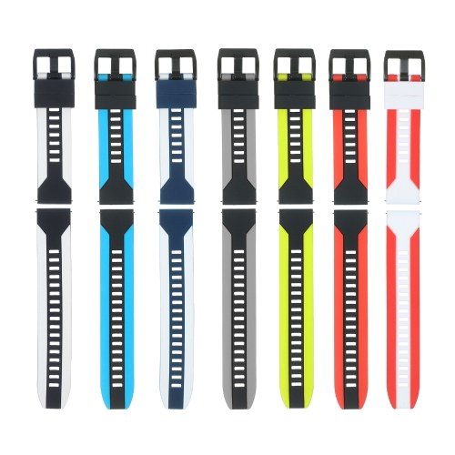 Bracelet de montre 22 mm Bracelet en silicone souple à dégagement rapide avec boucle Bracelet de montre respirant Compatible avec la montre intelligente / traditionnelle de 22 mm (pack de 7 couleurs)