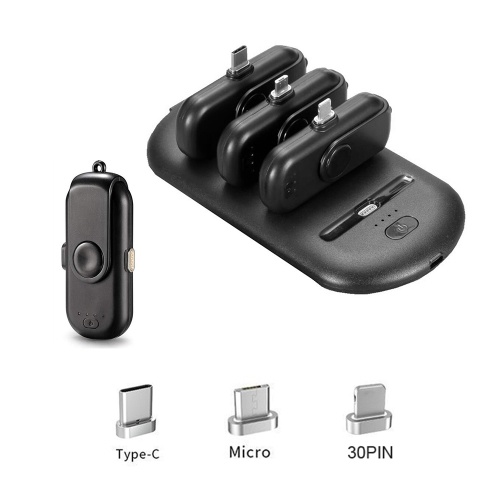 

9000mAh Mini Magnetic Finger Power Bank с интерфейсом (Lighting + Type-C + Micro USB)