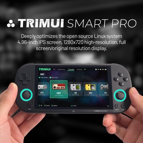 Trimui Smart Pro Portable Handheld Game Console Linux OS 4.96 Inch IPS Screen Allwinner A133P Quad-Core Colourful Atmosphere Light Gaming Consoles 