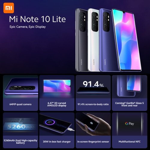 

Global Version Xiaomi Mi Note 10 Lite 4G Mobile Phone