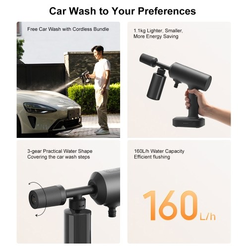 Xiaomi Mijia Cordless Car Wash 2 MJXCJ002QW with 6m Water Hose, Suitable for Caravans, Bikes, Garden Furniture 