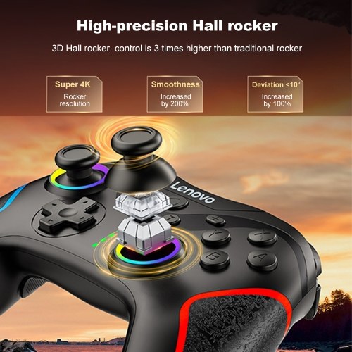 Lenovo S01 Wireless Game Controller - 2.4G Receiver, 6-Axis Gyroscope, Rechargeable, BT Compatible with iOS & Android 
