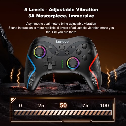 Lenovo S01 Wireless Game Controller - 2.4G Receiver, 6-Axis Gyroscope, Rechargeable, BT Compatible with iOS & Android 