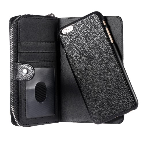 

KKmoon 2 in 1 Zipper Wallet Phone Case Cover PU Leather Protective Shell Detachable Folio Flip Holster Carrying Case Card Holder for iPhone 6 6S 4.7inch