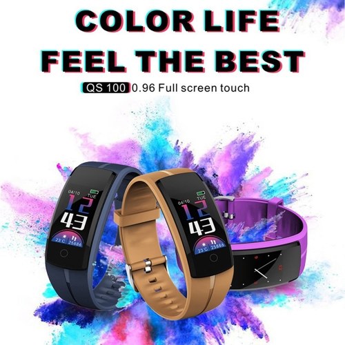 

HD Color Screen Smart Wristband QS100 Multi-Sports Mode Blood Pressure Oxygen Monitoring Whatsapp Information Push Watch