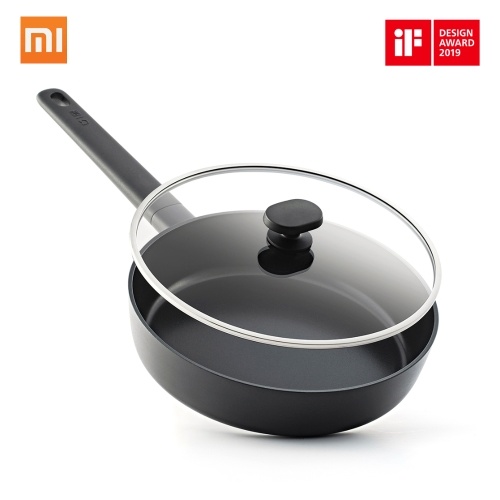 Xiaomi Mi Home Shuangli People Olla de fondo plano Olla antiadherente Sartén Plancha plana Cocina de gas combustible Universal Escala moderada Conveniente Práctico para 2-3 personas 24 cm Negro