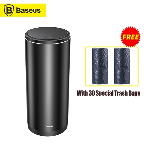 Baseus Gentleman Style Bote de basura montado en el vehículo 500ml Aleación de aluminio Escritorios de oficina Papelera Contenedor de basura Contenedor con 30 bolsas de basura especiales