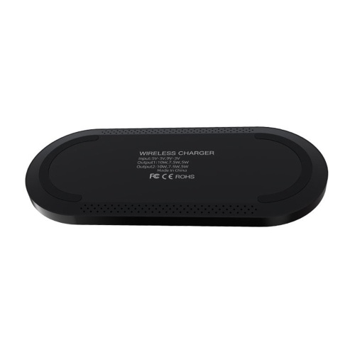 

2 in 1 Dual Wireless Charger 10W Fast Charging Pad Wireless Charging Mat for Mobile Phones Earbuds Mirror Black