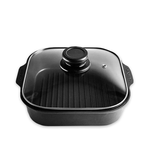 

Maxsun Cast Aluminium Griddle Pan with Glass Lid Square Grill Pan Non-Stick Steak Pan for Grilling Bacon/Steak/Meats and More