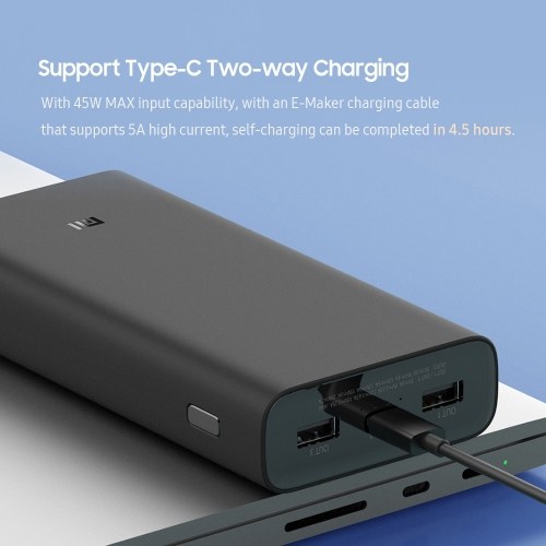 

Xiaomi 20000mAh 50W Power Bank with Type-C & USB-A*2 Triple Ports Support Type-C Two-way Charge Fast Charge External Battery Pack Compatible with Xiaomi11/MacBook Pro/Switch/Tablet/Earphones