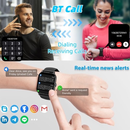 QX5 1.96inch 240x282px Full-screen Touch Smart Watch  Health Monitoring Sleep Monitor Watch 