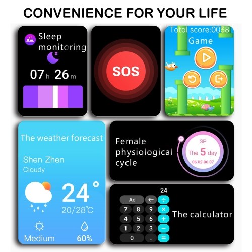 QX7 1.85-inch 240 x 280 Pixels Full-screen Touch Smart Watch Health Monitor Watch 