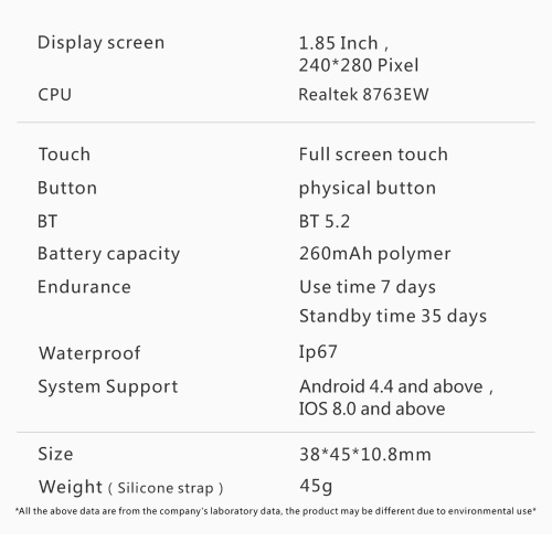 QX7 1.85-inch 240 x 280 Pixels Full-screen Touch Smart Watch Health Monitor Watch 