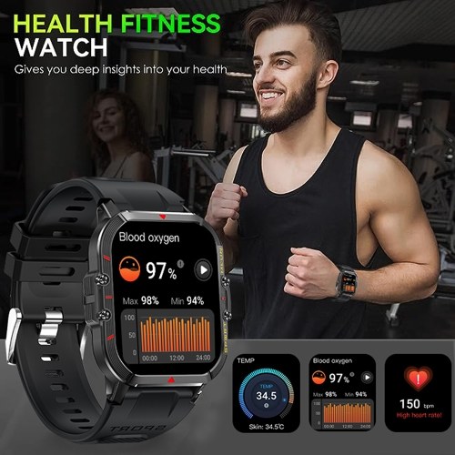 LIVLOV T21 Sports Smartwatch 1.96-in BT Call Mens Smart Watch 