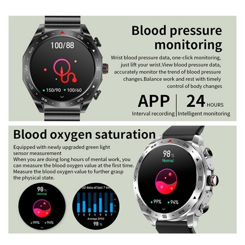 T95 2-in-1 Smart Watch with Earbuds Sport Watch with 1 Leather Strap & 1 Silicone Strap 