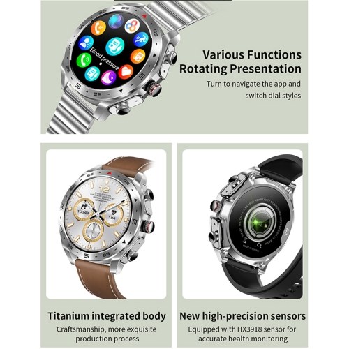 T95 2-in-1 Smart Watch with Earbuds Sport Watch with 1 Leather Strap & 1 Silicone Strap 