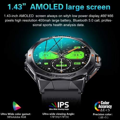 K62 Smart Bracelet Sports Watch: 1.43-Inch AMOLED Screen Fitness Tracker 