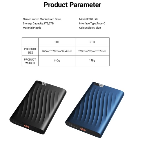 Lenovo F309 Lite Portable Hard Drive SSD - Ultra-Fast, High-Capacity Mobile Storage Solution