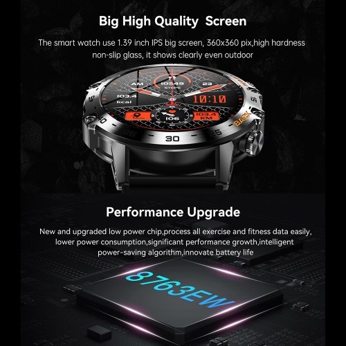 K52 Smart Watch with BT Call for Android/iOS 1.39-inch Large IPS Screen Smartwatch 