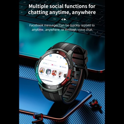 LOKMAT APPLLP: 4G Smart Watch with 1.43`` AMOLED Screen, 2MP Camera, and GPS Fitness Tracker