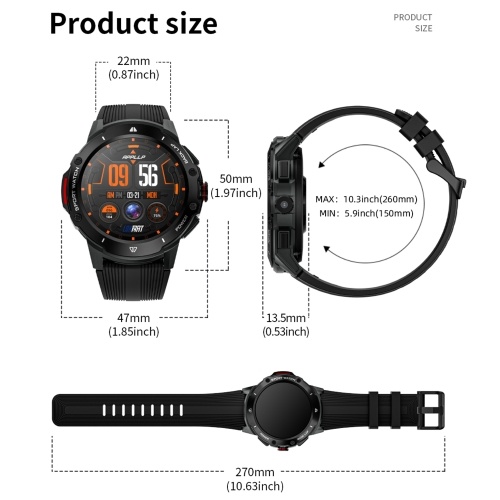 LOKMAT APPLLP: 4G Smart Watch with 1.43`` AMOLED Screen, 2MP Camera, and GPS Fitness Tracker