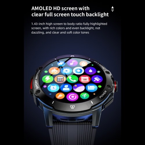 LOKMAT APPLLP: 4G Smart Watch with 1.43`` AMOLED Screen, 2MP Camera, and GPS Fitness Tracker