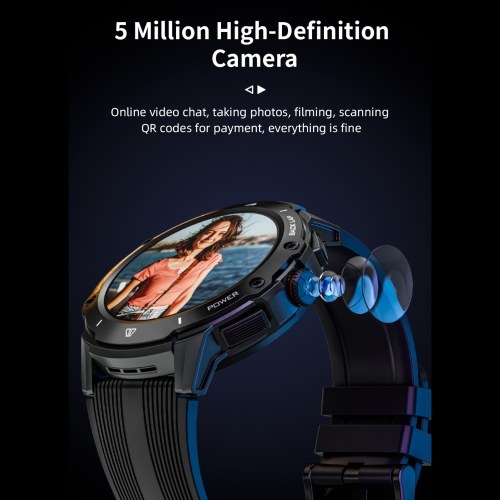 LOKMAT APPLLP: 4G Smart Watch with 1.43`` AMOLED Screen, 2MP Camera, and GPS Fitness Tracker