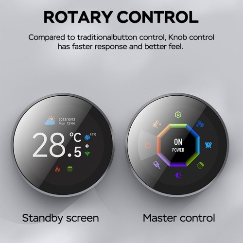 TUYA Smart Thermostat - 1.32in Screen, WiFi Control, 7 Ambient Lights, for Water/Electric Floor/Gas Boiler Heating