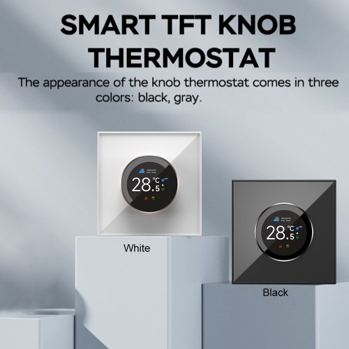 TUYA Smart Thermostat - 1.32in Screen, WiFi Control, 7 Ambient Lights, for Water/Electric Floor/Gas Boiler Heating
