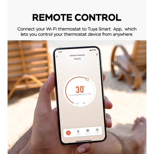 TUYA Smart Thermostat - 1.32in Screen, WiFi Control, 7 Ambient Lights, for Water/Electric Floor/Gas Boiler Heating