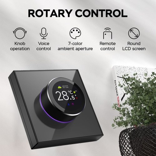 TUYA Smart Thermostat - 1.32in Screen, WiFi Control, 7 Ambient Lights, for Water/Electric Floor/Gas Boiler Heating