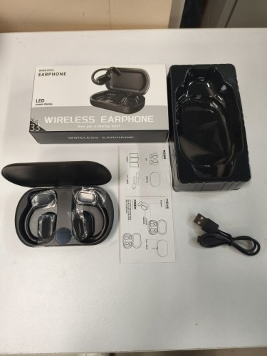 XG33 BT5.3 Open Air Conduction Earphones - Single-Ear Headphones with Digital Display (Black) 
