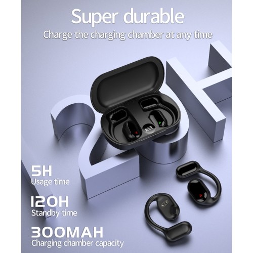 XG33 BT5.3 Open Air Conduction Earphones - Single-Ear Headphones with Digital Display (Black) 