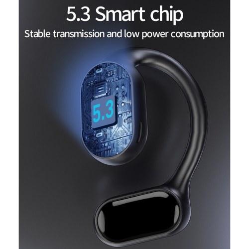 XG33 BT5.3 Open Air Conduction Earphones - Single-Ear Headphones with Digital Display (Black) 