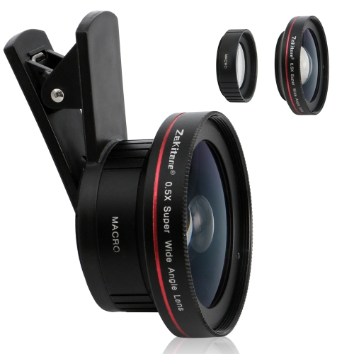 

Zakitane Портативный объектив камеры 0.5X Super Wide Lens 15X Макрообъектив Клип-он-сотовый телефон Объективы для iPhoneX Samsung S8 Android / iOS Телефон Tablet PC Notebook