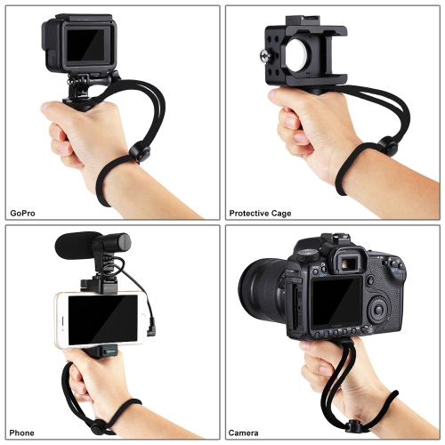 

PULUZ Multi-function Bracket Handheld ABS Phone Holder Handle With Cold Shoe Base & Wrist Strap for Smartphone GoPro Camera