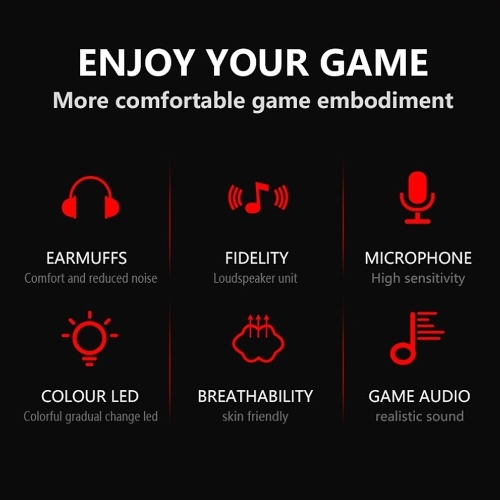 

Lenovo HU85 Stereo Gaming Headset Noise Canceling Over Ear Headphones with Mic/LED Light/40mm Driver USB Wired Earphones for Gamer Computer