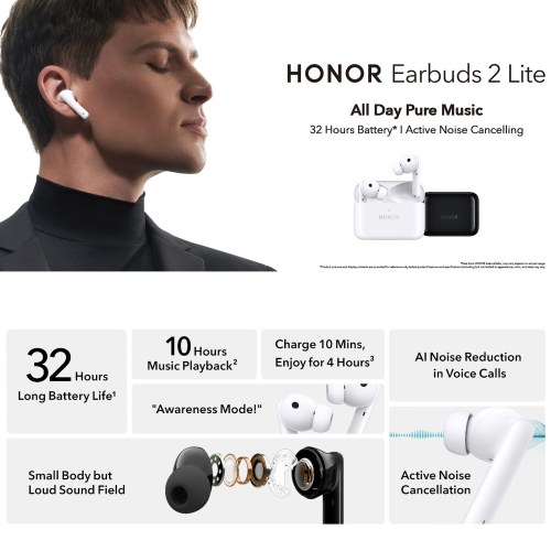 

HONOR Earbuds 2 Lite T0005 True Wireless Stereo In-Ear Earbuds