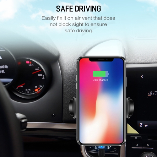 

ROCK W2 Qi Car Wireless Charging Stand For iPhone 8 X Samsung Galaxy S8 Note 8 360-degree Rotation