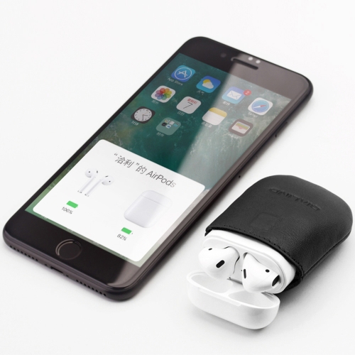 QIALINO Genuine Leather Protective Case for Airpods Head Layer Cowhide Hand-made Soft Magnetic Absorption Design Case