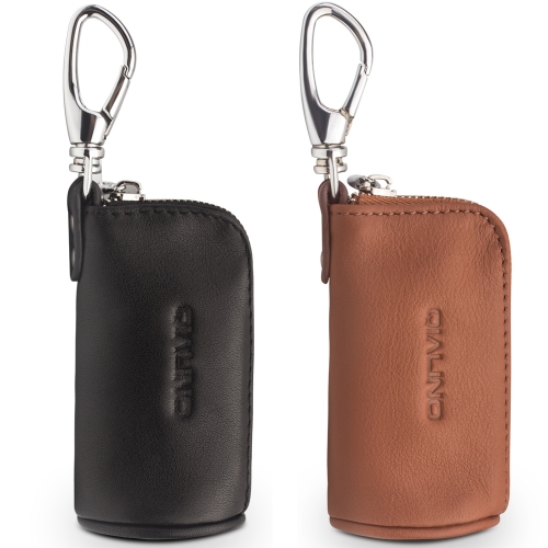 

QIALINO Mini Genuine Leather Protective Bag for Airpods Earphone Charging Cable Portable Zippered Storage Case