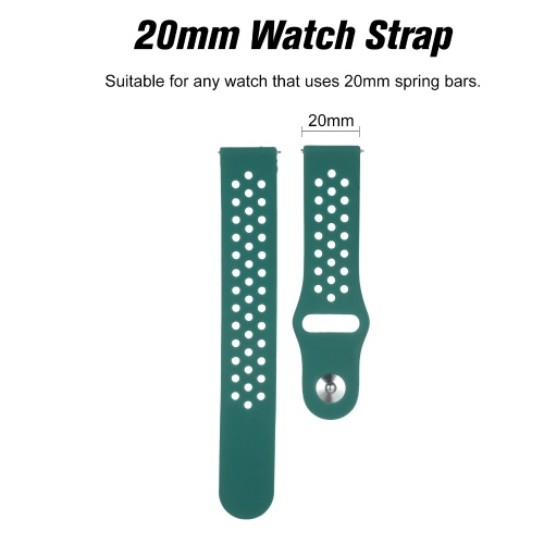 

20mm Watch Band Soft Silicone Quick-Release Strap with Buckle Breathable Watchband Wristband Compatible with 20mm Smart/Traditional Watch