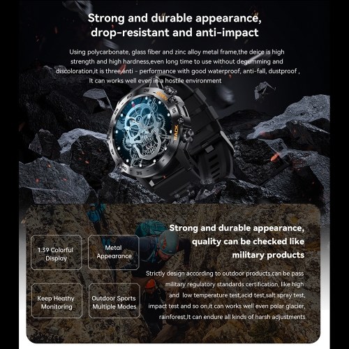 K52 Smart Watch with BT Call for Android/iOS 1.39-inch Large IPS Screen Smartwatch 
