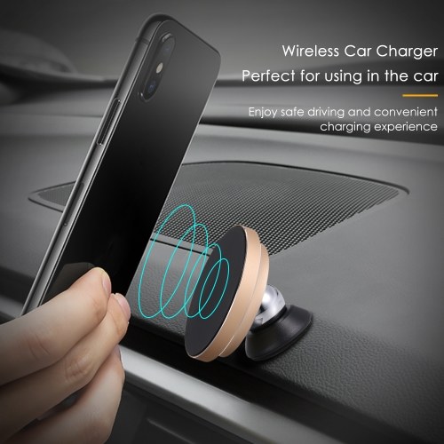 

Portable Qi Standard Magnetic Wireless Car Charger Strong Magnetism 360° Rotation 2-in-1 Car Mount Holder & Wireless Charging Stand for iPhone 8/iPhone 8 Plus/iPhone X & Samsung Galaxy S8/S8+/Note 8/Note 5