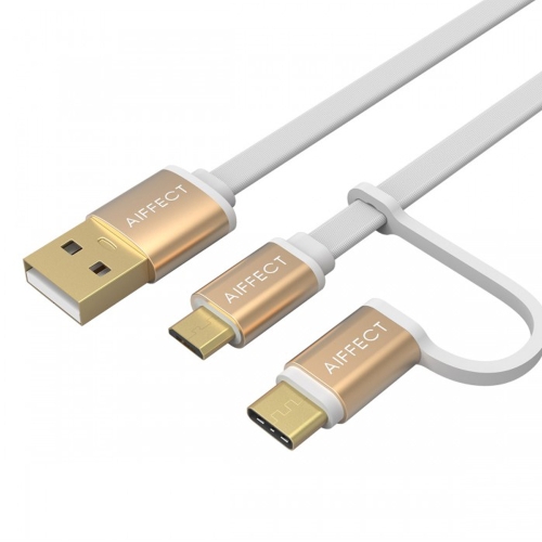 

AIFFECT 3.3Ft USB 2.0 to Micro USB / Type C Charging Cable Sync Data Line Cord for Samsung 2-in-1