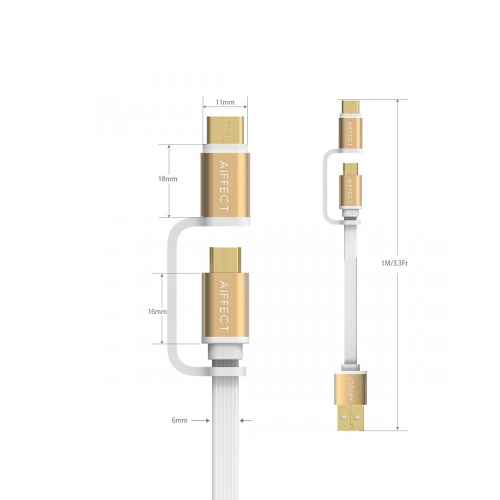 

AIFFECT 3 Pack 3.3Ft USB 2.0 to Micro USB / Type C Charging Cable Sync Data Line Cord for Samsung 2-in-1
