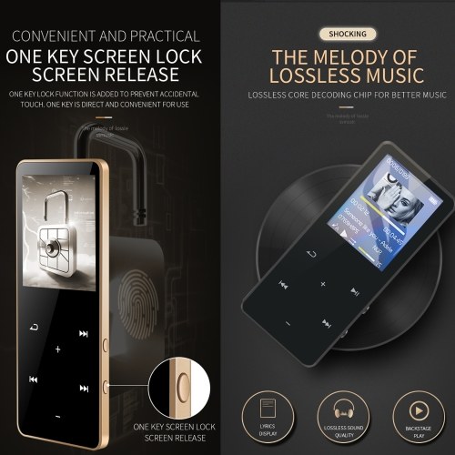 

MP3 Player with BT Portable 1.8" Color Screen Digital Audio Player Built-in High-Clear Speaker Multi-Function FM Radio Voice Recorder